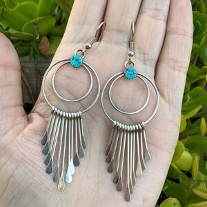 Sterling Silver Turquoise Fringe Earrings